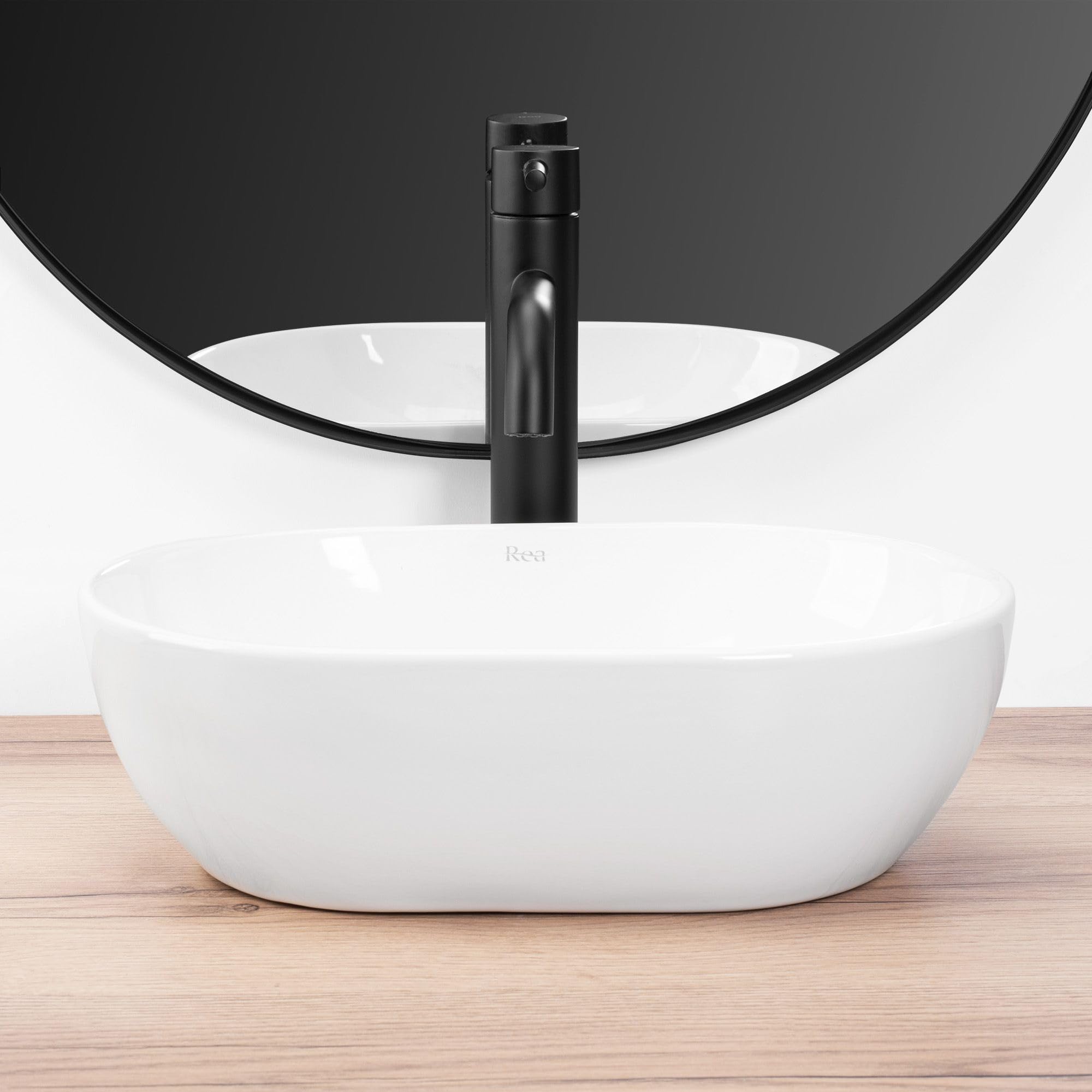 Rea - Lavabo Da Appoggio Amelia Mini Lavabo Bagno 26 X 38 X 12 cm Ceramica (Bianco)
