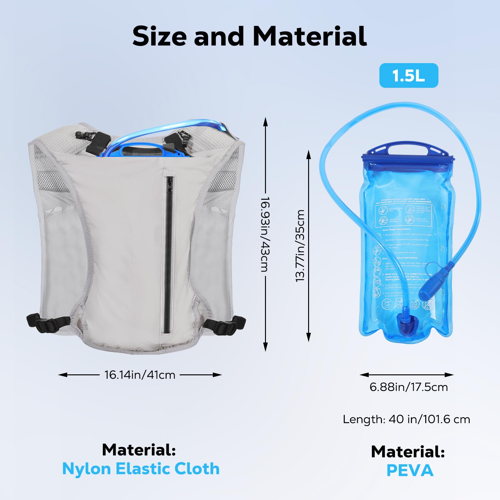 MoKo Running Hydration Vest, zaino da corsa leggero con vescica d'acqua da 1,5L, zaino da corsa traspirante regolabile