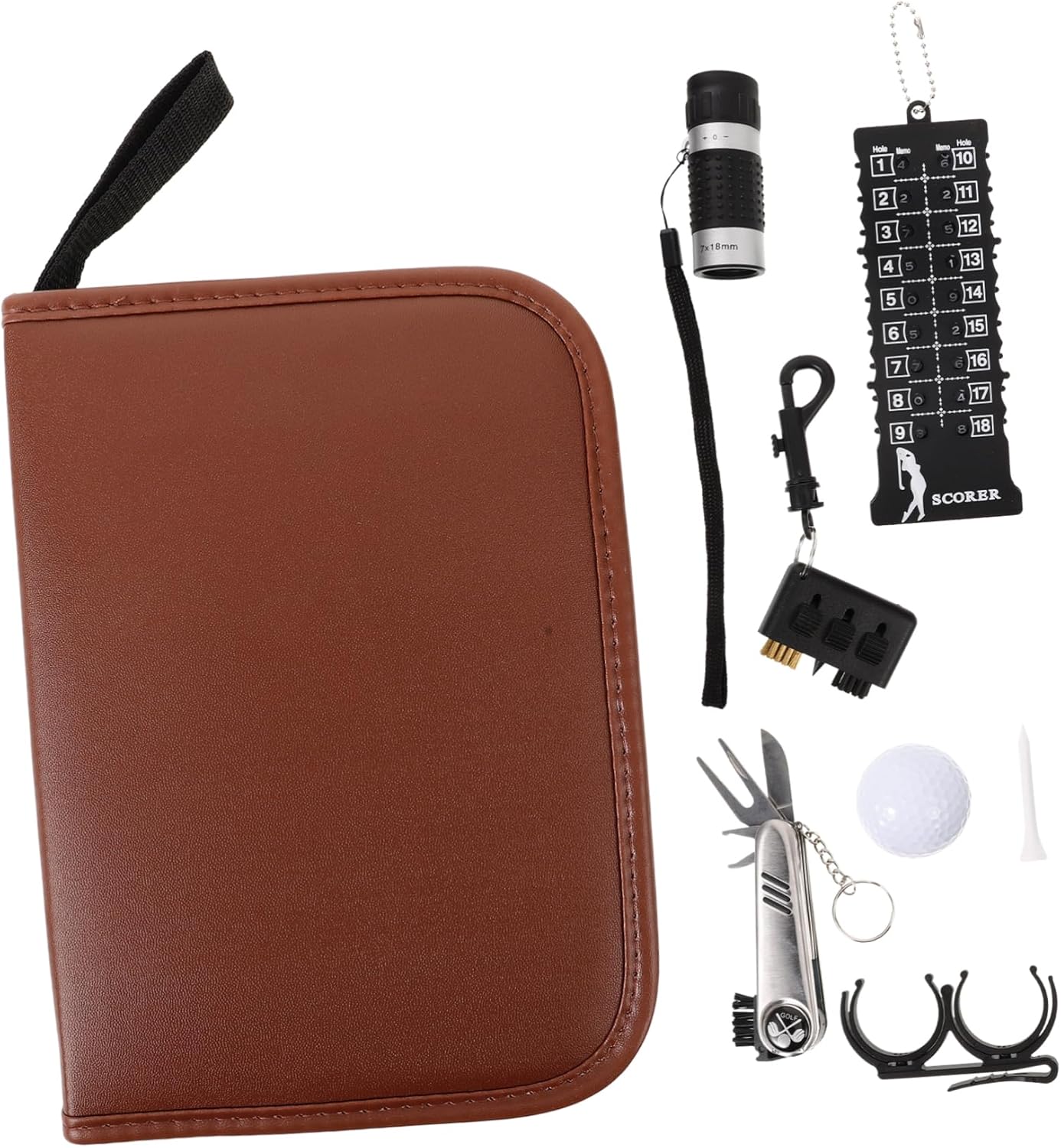 Toyvian 1set Portable Golf Accessory Set Multi-Function Golf Tools Kit Storage Bag for Outdoor Training Includes Tee Scoring Card and More