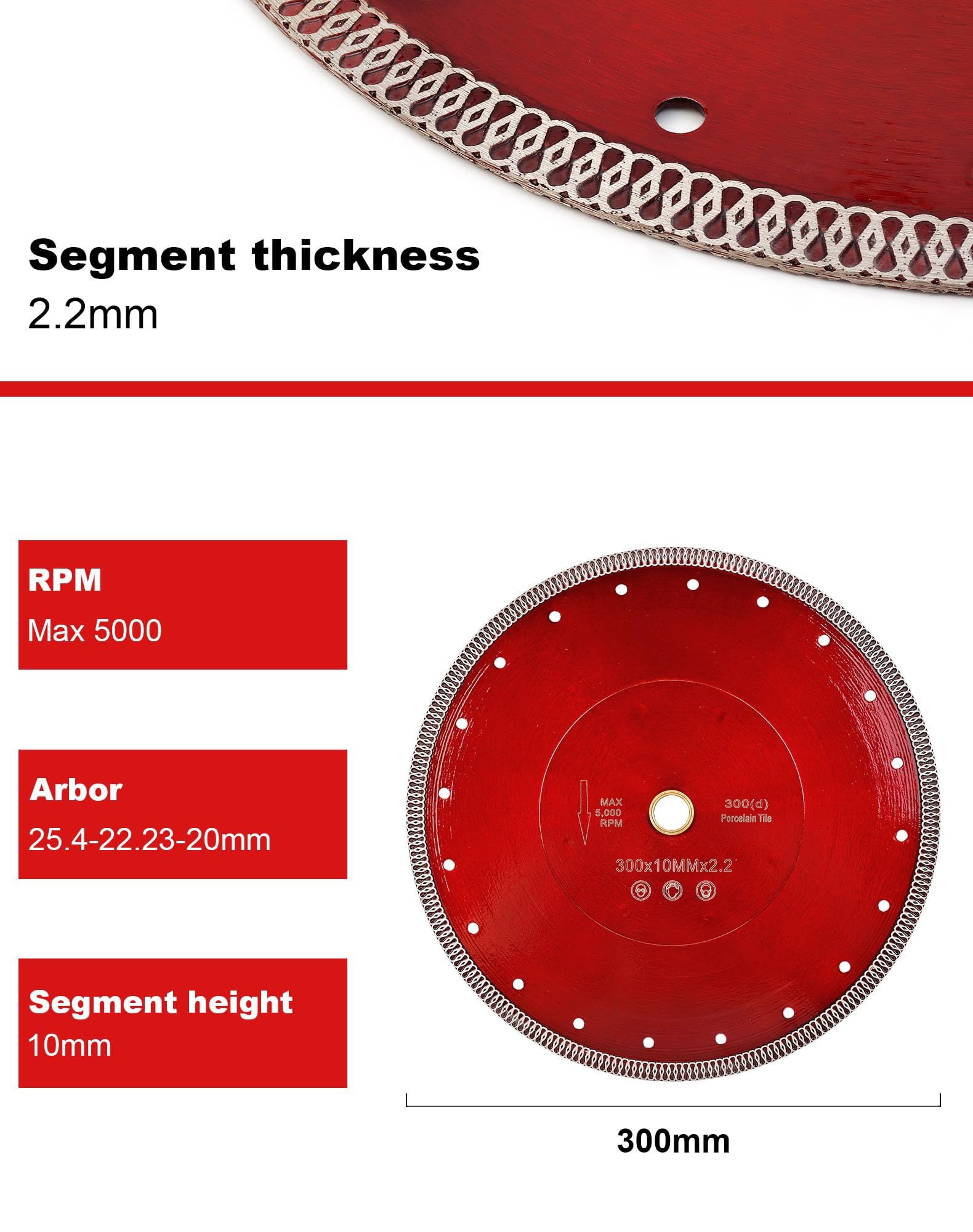 Casaverde Diamond Cutting Disc 300mm x 25.4mm/22.23mm Porcelain Cutting Disc for Porcelain,Granite,Marble,Tiles & Ceramics - Image 4