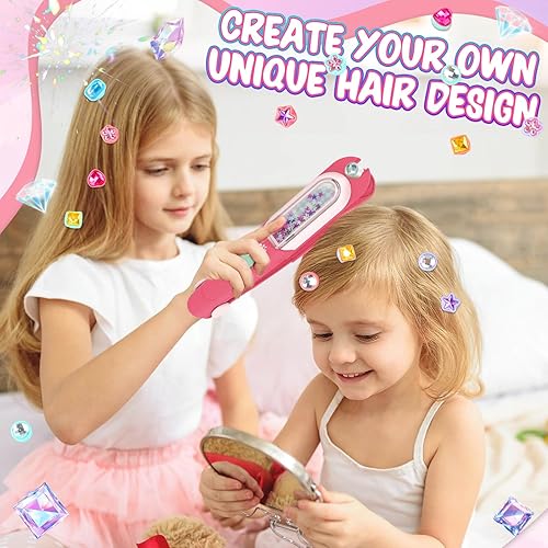 Miniatura 2 de Kit de herramientas de peinado para niñas sello de gemas para el cabello, 24 diamantes de imitación reutilizables, engrapadora de gemas para niñas