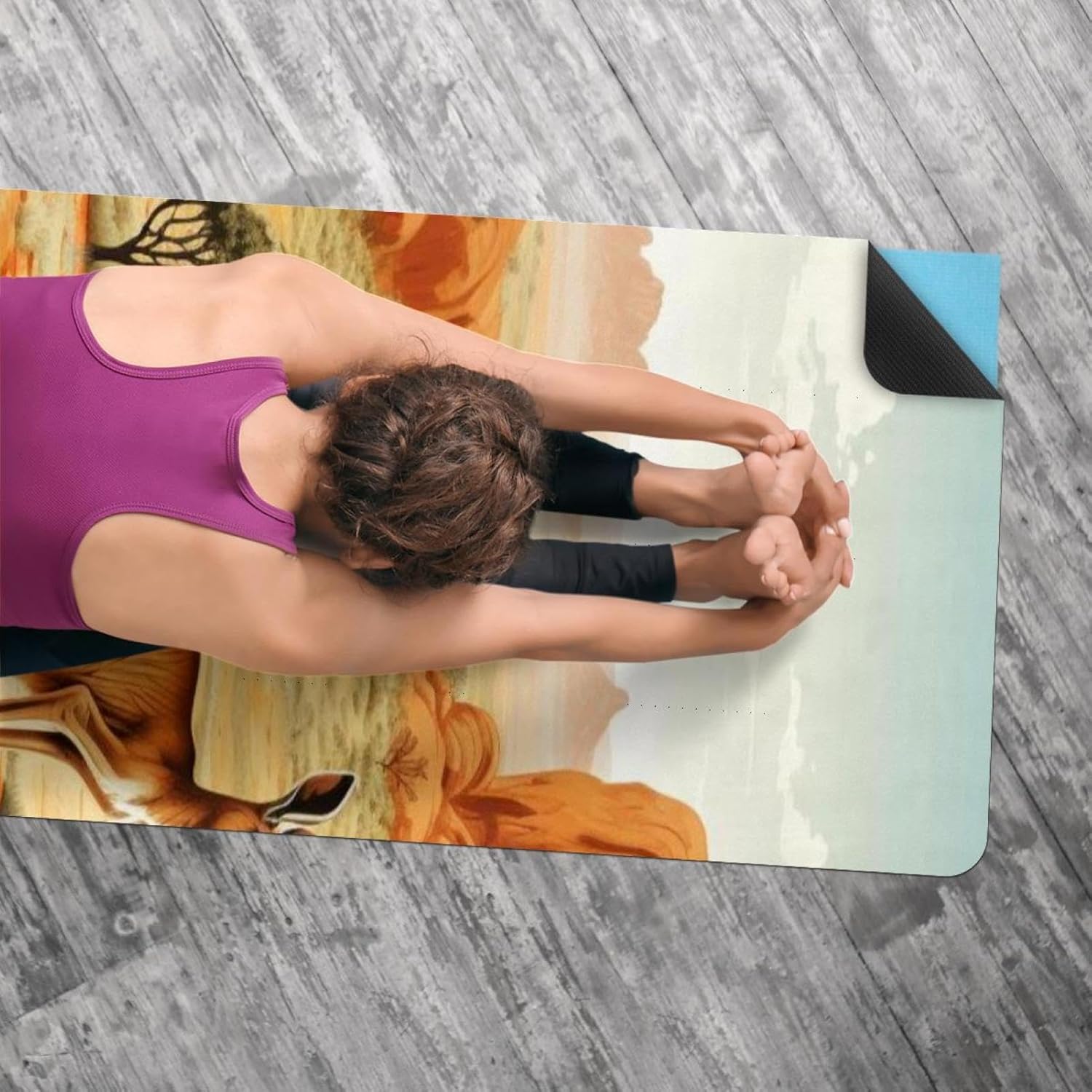 Yoga Towel, Kangaroo Pattern Non Slip Sweat Absorbent Hot Yoga Mat Towel for Hot Yoga, Pilates and Fitness - 72.8" x 26.8"