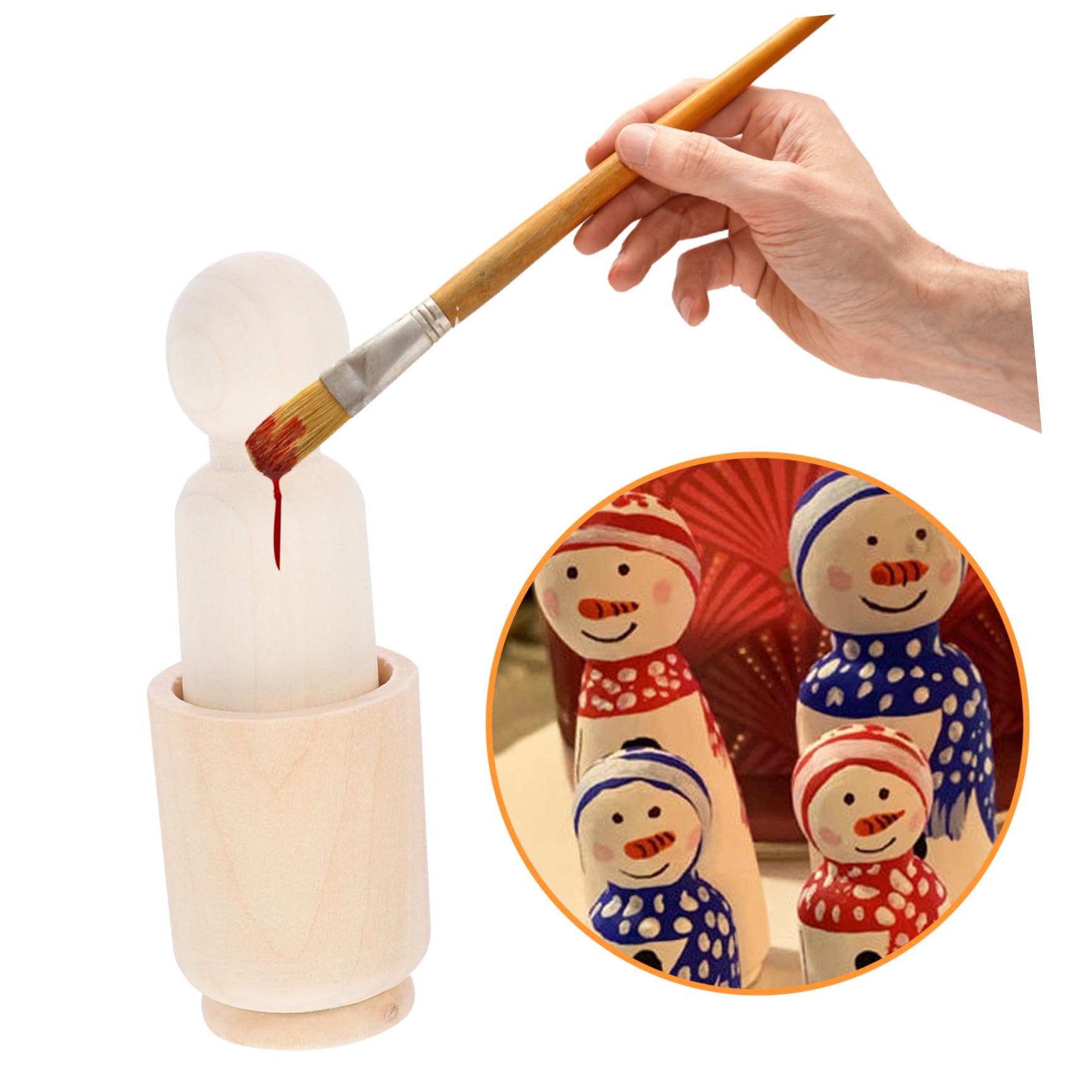Beaupretty 10 Satz Holzpuppen und Kleiner Holzbecher 90mm Selbstgemacht Bastelset für Kinder Natürliche Holzfigur Bemalbar Kreatives Spielzeug und Dekoration