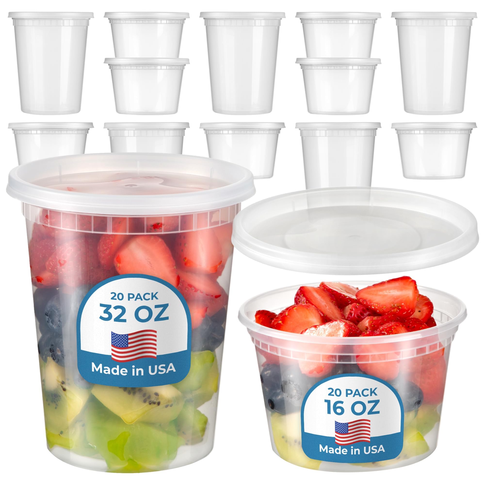 Amazon｜Fit Meal Prep 40個パック 16 32オンス 蓋付きデリコンテナ