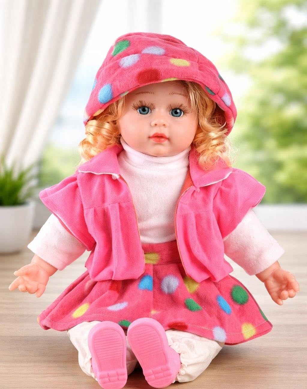 MEMAN Vintage Pink Soft Baby Doll – Plush Dress Collectible Doll for Kids | Realistic Decorative Toy Gift, Multi Colour-image-16