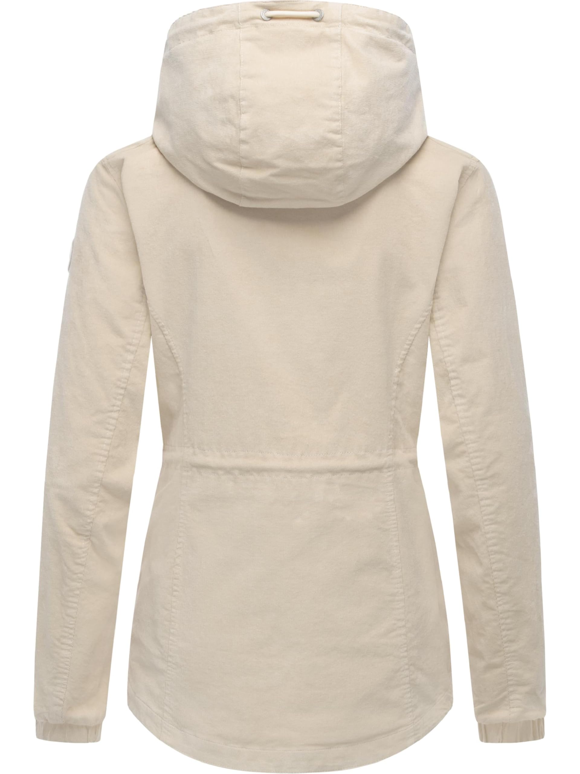Ragwear Damska lekka kurtka przejściowa, krótka kurtka o delikatnym wyglądzie sztruksu, ze sznurkiem w talii i regulowanym kapturem, Dankka Cordy YOUMODO XS-3XL