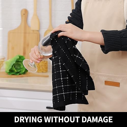 Miniatura 4 de Homaxy Toallas de cocina de rizo de algodón 100% y toallas de cocina a cuadros, 13 x 28 pulgadas, juego de 8 toallas de cocina súper suaves y