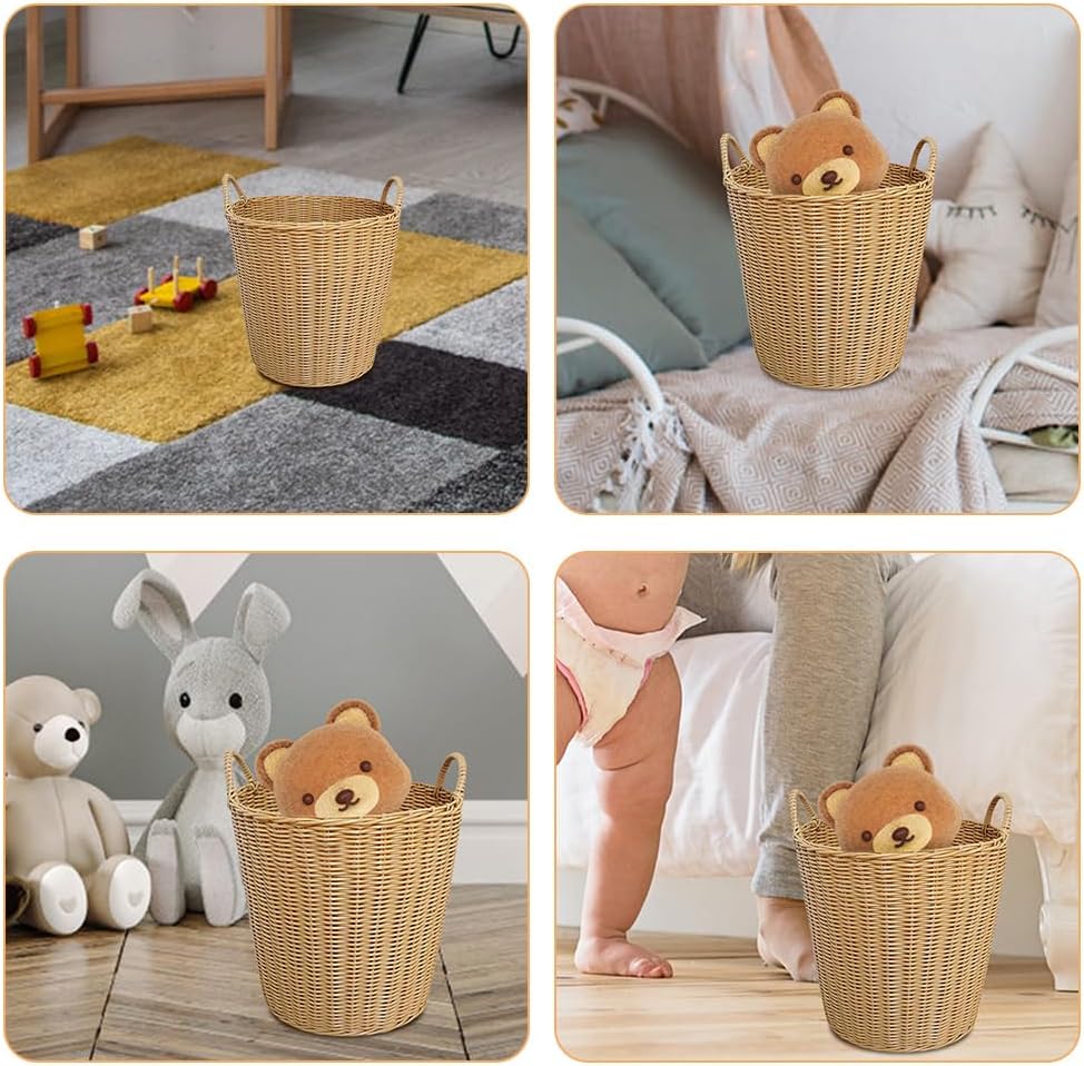 BESTOYARD 1Pc Plastic Woven Laundry Basket, Portable, Foldable, Imitation Rattan, Large Capacity, Ideal for Minimal Spaces