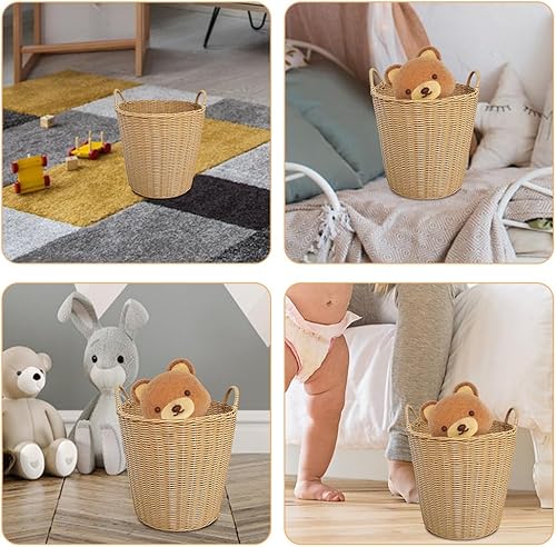 Miniatura 3 de BESTOYARD 1 cesta de pañales, cestas de manta, cesta de almacenamiento tejida, contenedores de almacenamiento plegables de plástico plegable de