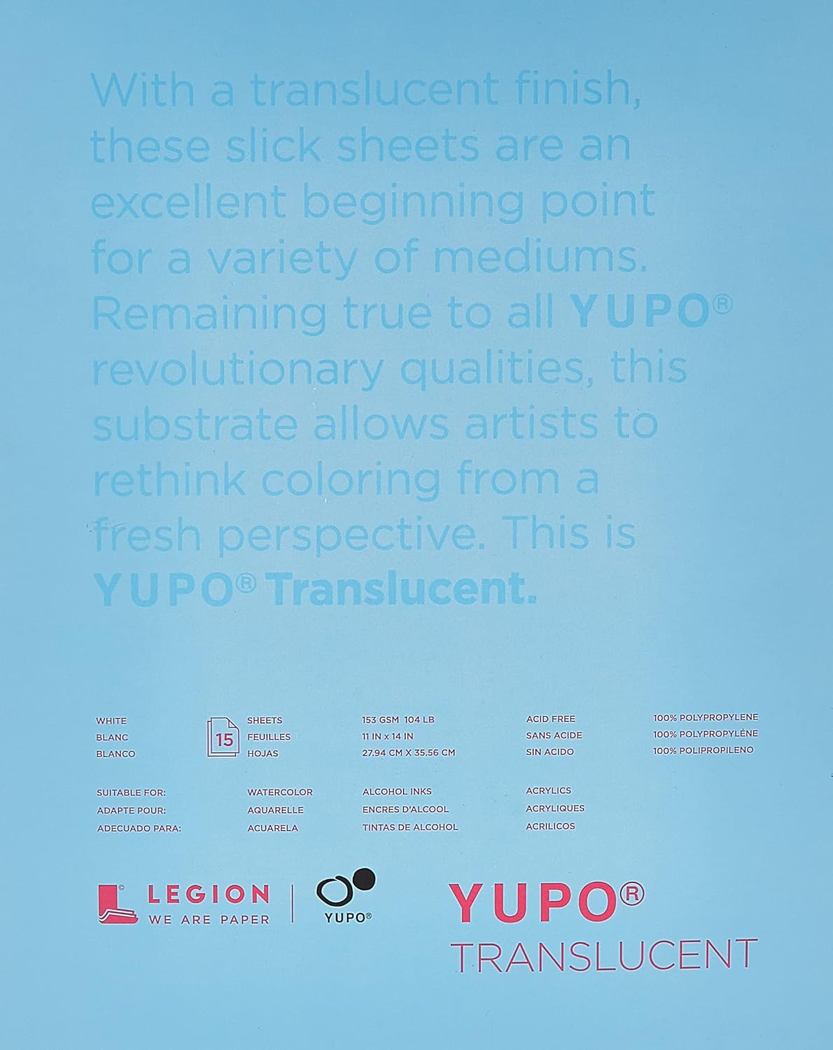 Yupo Paper Feuilles translucides (lot de 15), 27,9 x 35,6 cm Amazon