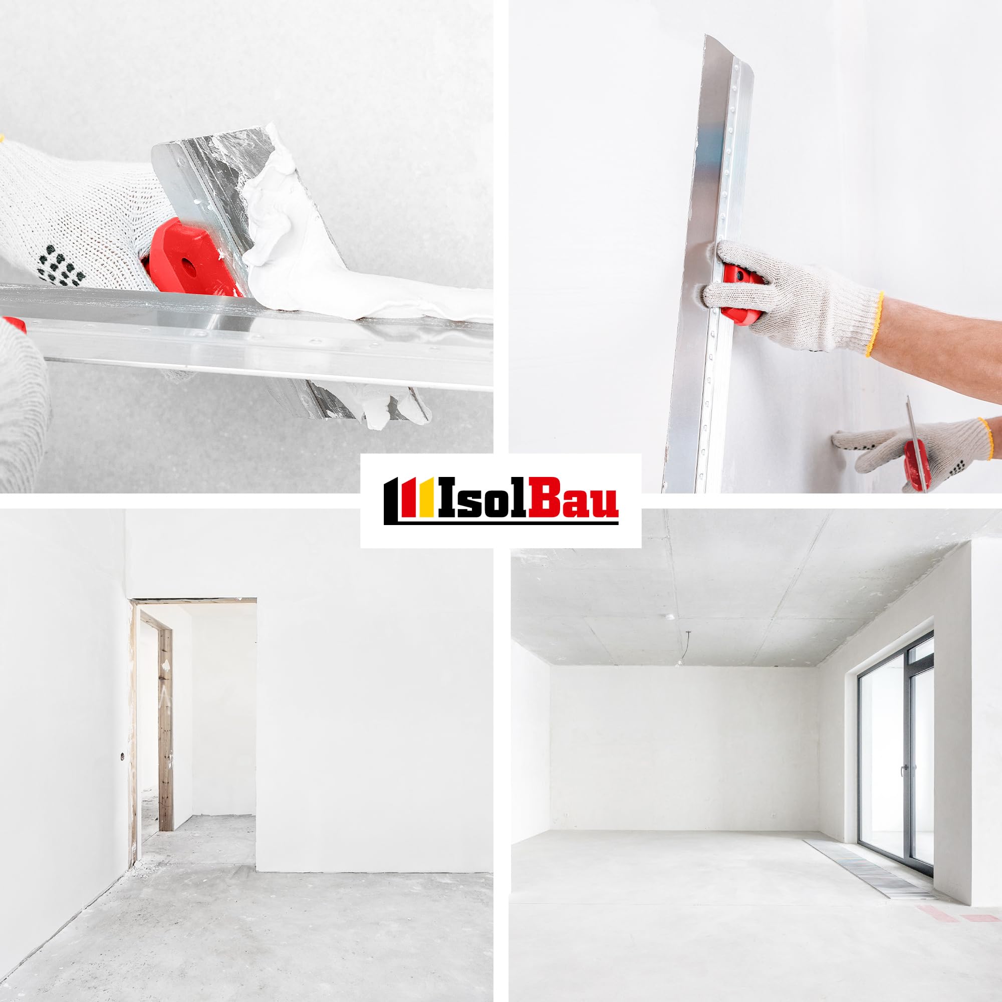 Isolbau Super Finish Spachtel 50 kg, Glättspachtel Fugenspachtel, Gebrauchsfertige Polymer-Gips Fertigspachtel Spachtelmasse für innen, Weiß Q1-Q10