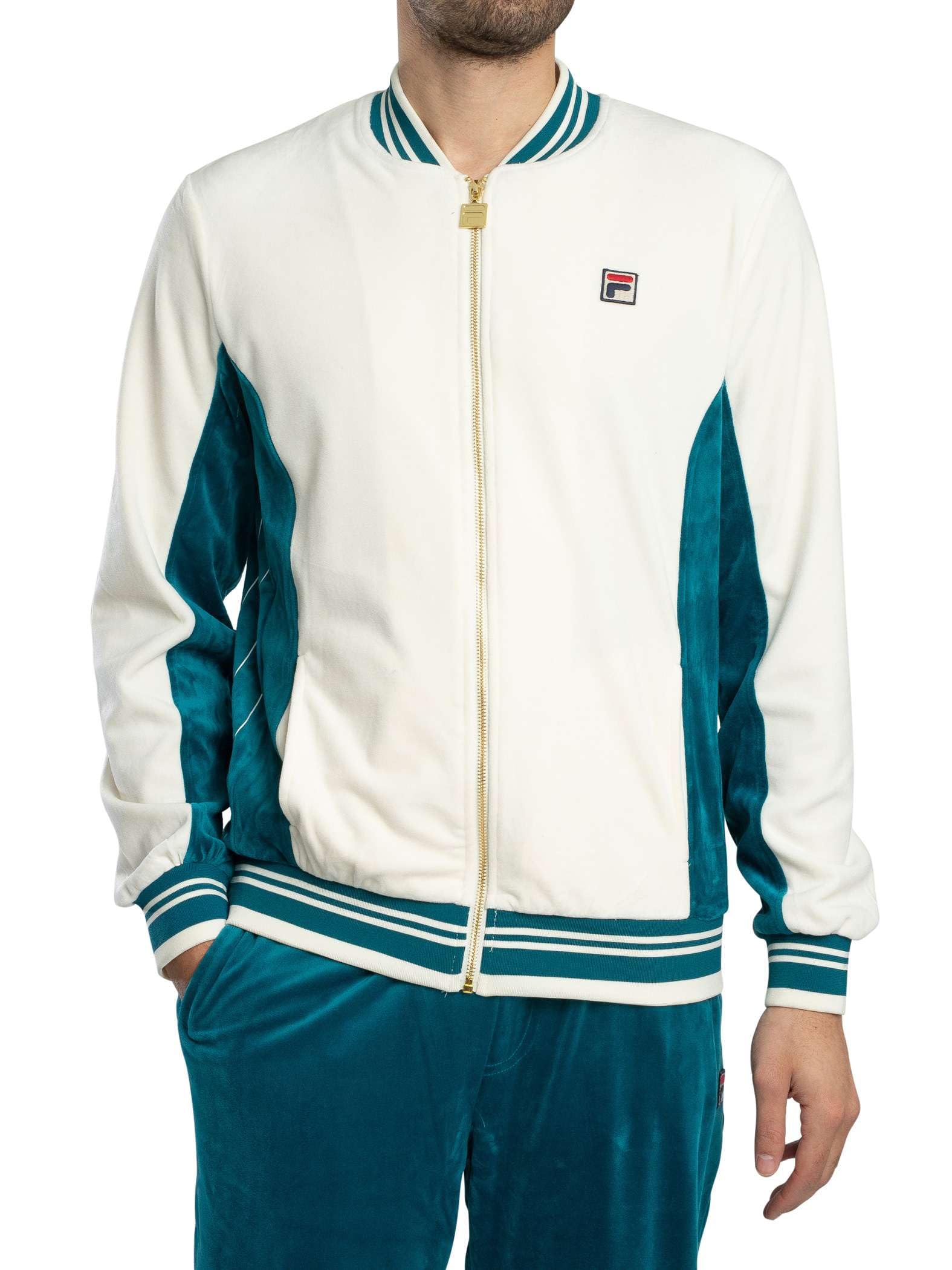 Fila Men's Lagoon Miguel Velour Archive Track Jacket, Gardenia/, L