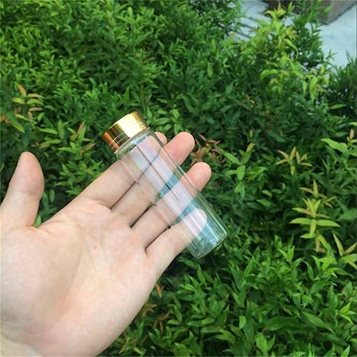 Miniatura 5 de Botella de vidrio vacía de 12 unidades con tapa de rosca de color dorado de aluminio, contenedor de regalo líquido sellado de alimentos (12, 1.7fl