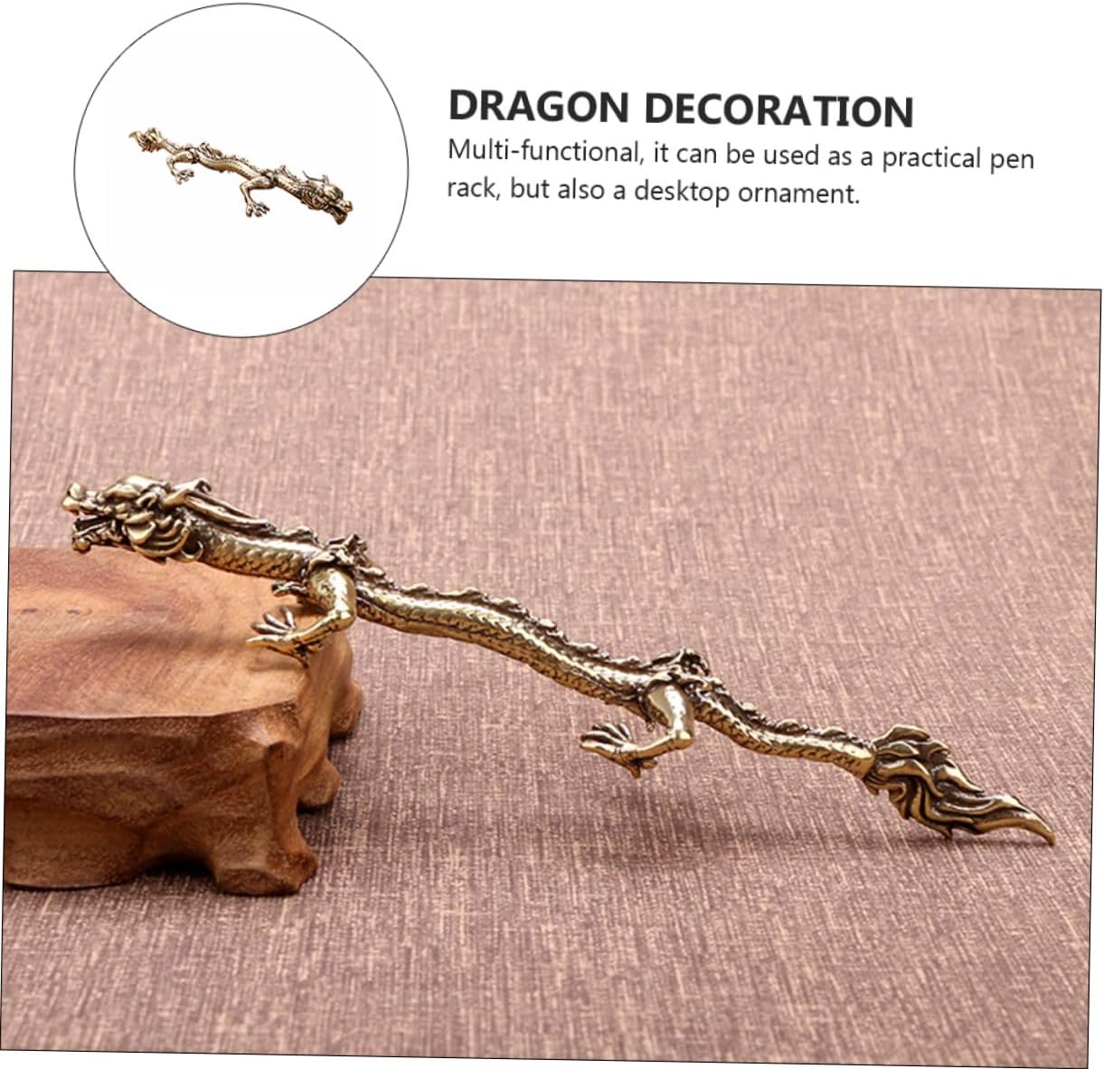 LIFKOME Dragon Pen Holder Desktop Ornament Antique Dragon Model Multi-Functional Calligraphy Brush Stand Unique Decorative Writing Rack for Home Office