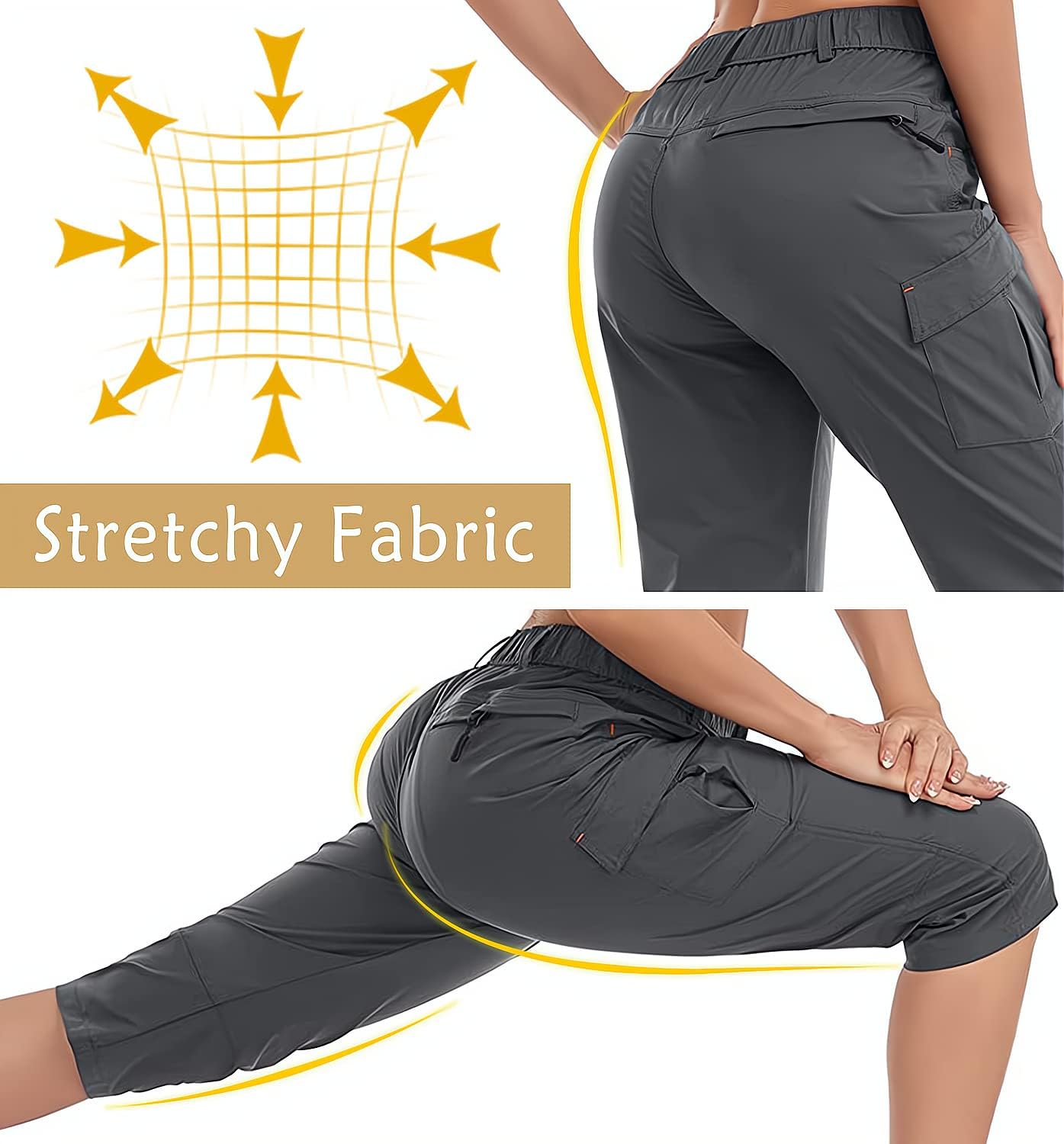 Women's Outdoor Hiking Pants With Cargo Pockets - Quick Dry UPF 50+ Water-Resistant Athletic Pants for Camping and Workout - Image 2