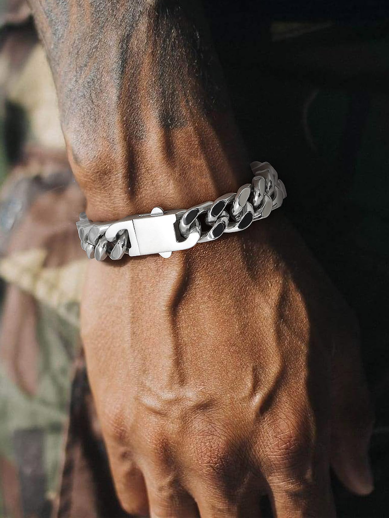 Bestyle Armband für Männer Herren 12,5MM breit Fashion Kettenarmband Damen Kubanische Miami Armkette Länge 19cm Silberkette mit Geschenkbox