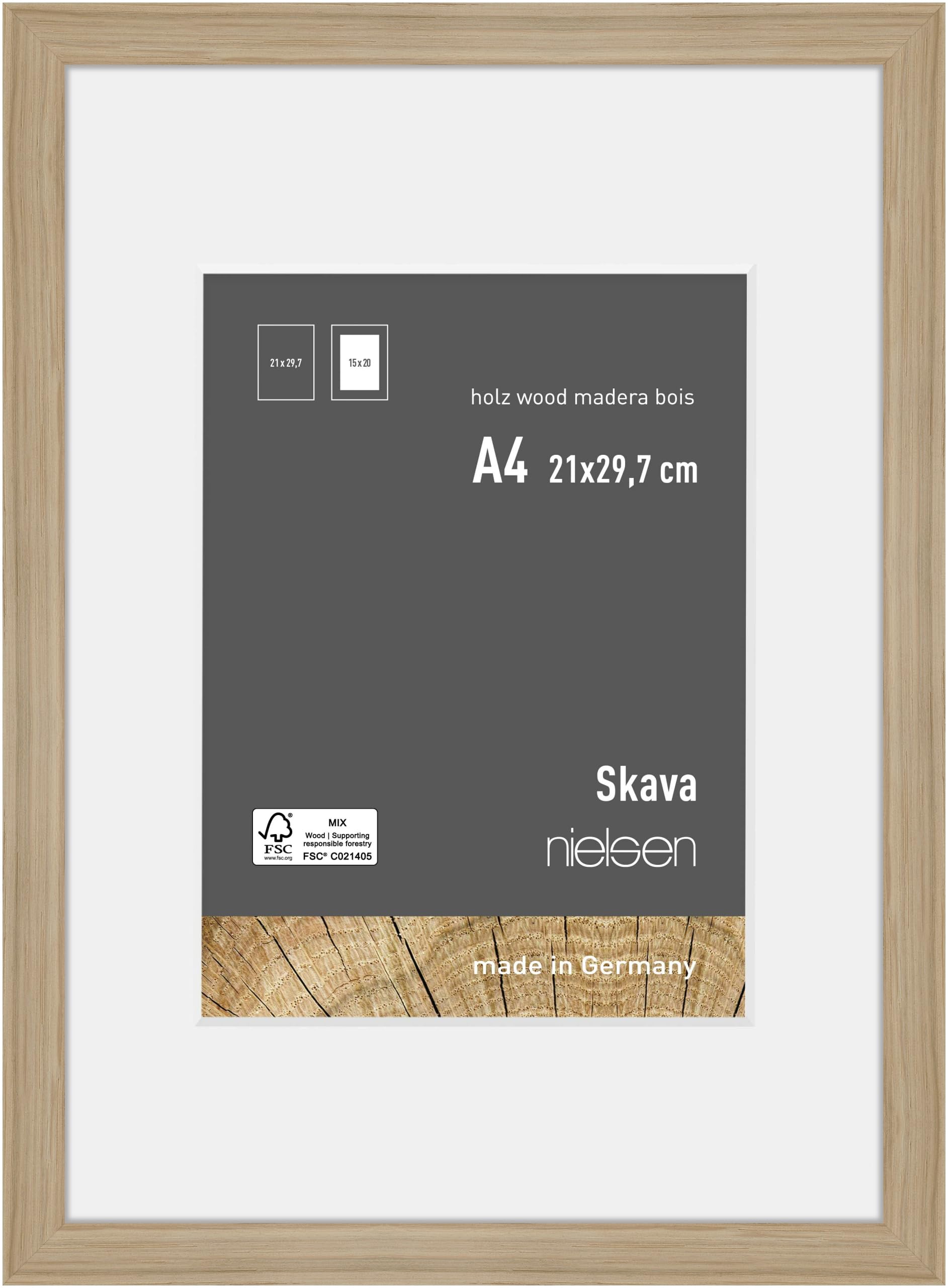 Nielsen Skava Oak A4 Picture Frame - Brown - 15x20cm Mount