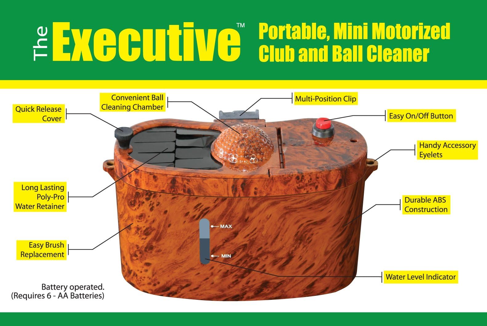 Club Clean The Executive 12-Piece Motorized Club and Ball Cleaner (Brown/Black)