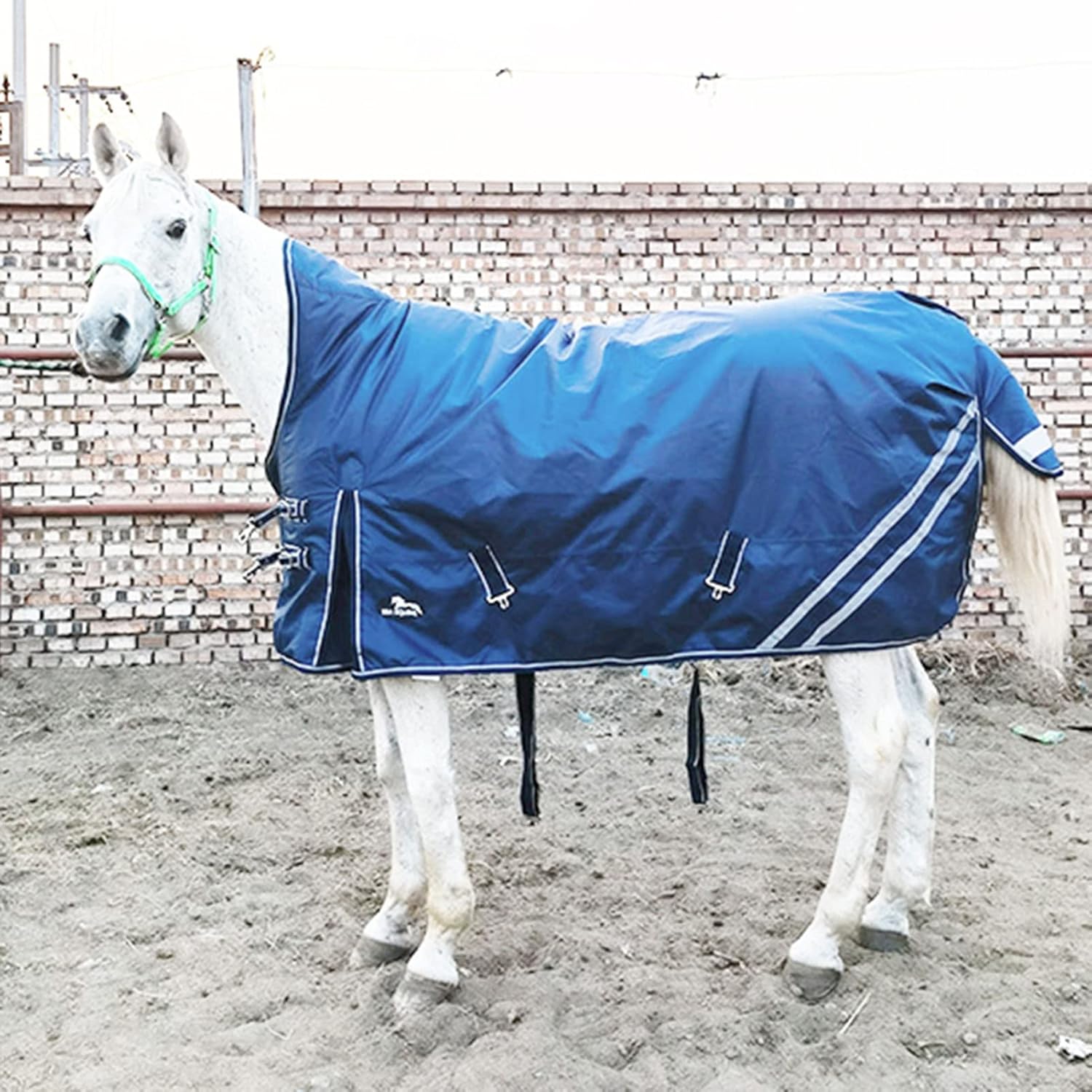 KLUFO Lightweight Turnout Rugs for Horses, 1200D Cotton Plus Windproof and Warm Horse Blanket in Winter, Outdoor Waterproof and Breathable Horse Sheet with Tail Flap,for Horse Competition Riding