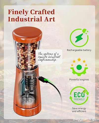 Miniatura 142 de Juego de molinillo eléctrico de sal y pimienta con base de almacenamiento, juego de molinillo de sal y pimienta recargable de acero inoxidable