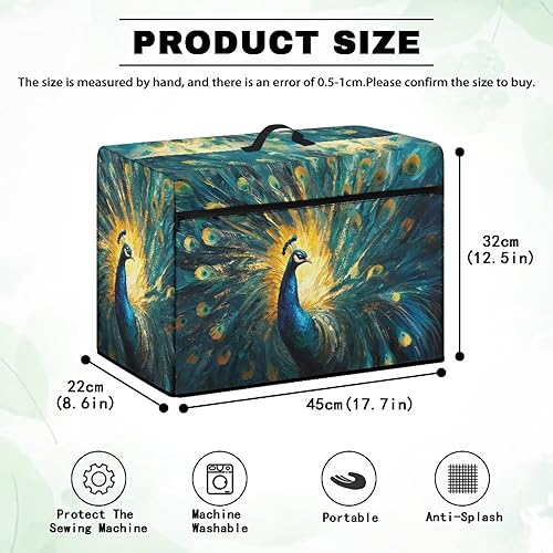 Miniatura 245 de Mumeson Cubierta antipolvo para máquina de coser de gatos negros con flores, para la mayoría de máquinas de coser estándar, plegable, duradera