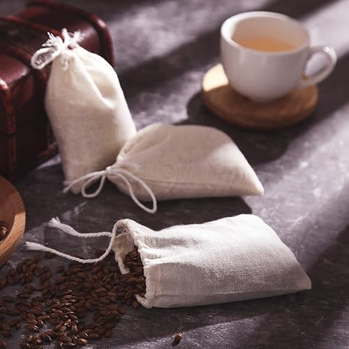 Miniatura 4 de Boao 50 bolsas de té de tela de queso de 4 x 3 pulgadas para colar, filtro de té reutilizable, bolsas sueltas vacías para sopa y especias