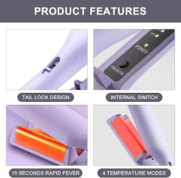 French Wave Curling Iron Crimper, Hair Waver Wand Double Barrel Curler Women Girl, 32mm Deep Crimpers for Mermaid Beach Hair, Egg Roll Wavers Styler Care Tool 4 Temp for Short Medium Long (Purple)
