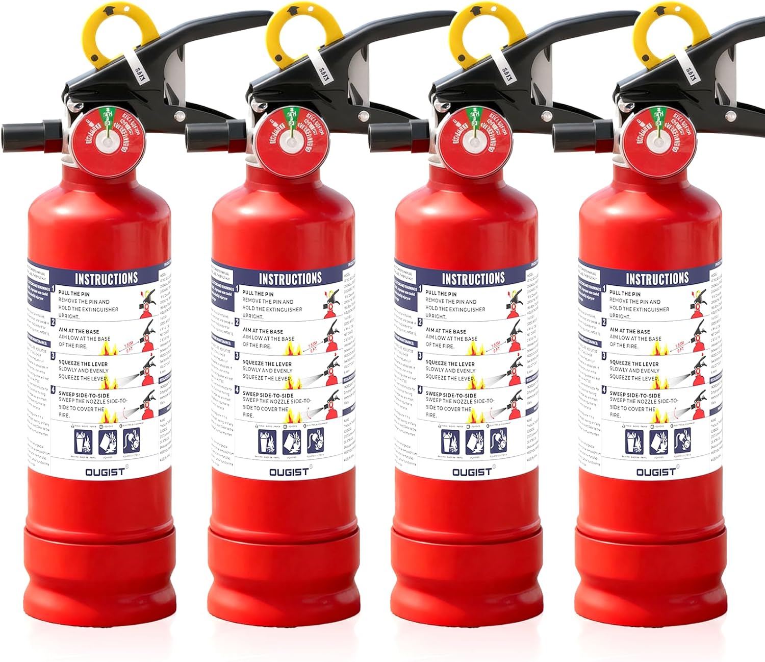 Ougist ABC Fire Extinguisher for Home & Vehicle - 2.5 lb 1-A:10-B:C Rated, Dry Chemical Fire Safety with Quick-Release Handle, Certified for Kitchen/Car/Boat Use-Model FF1KG