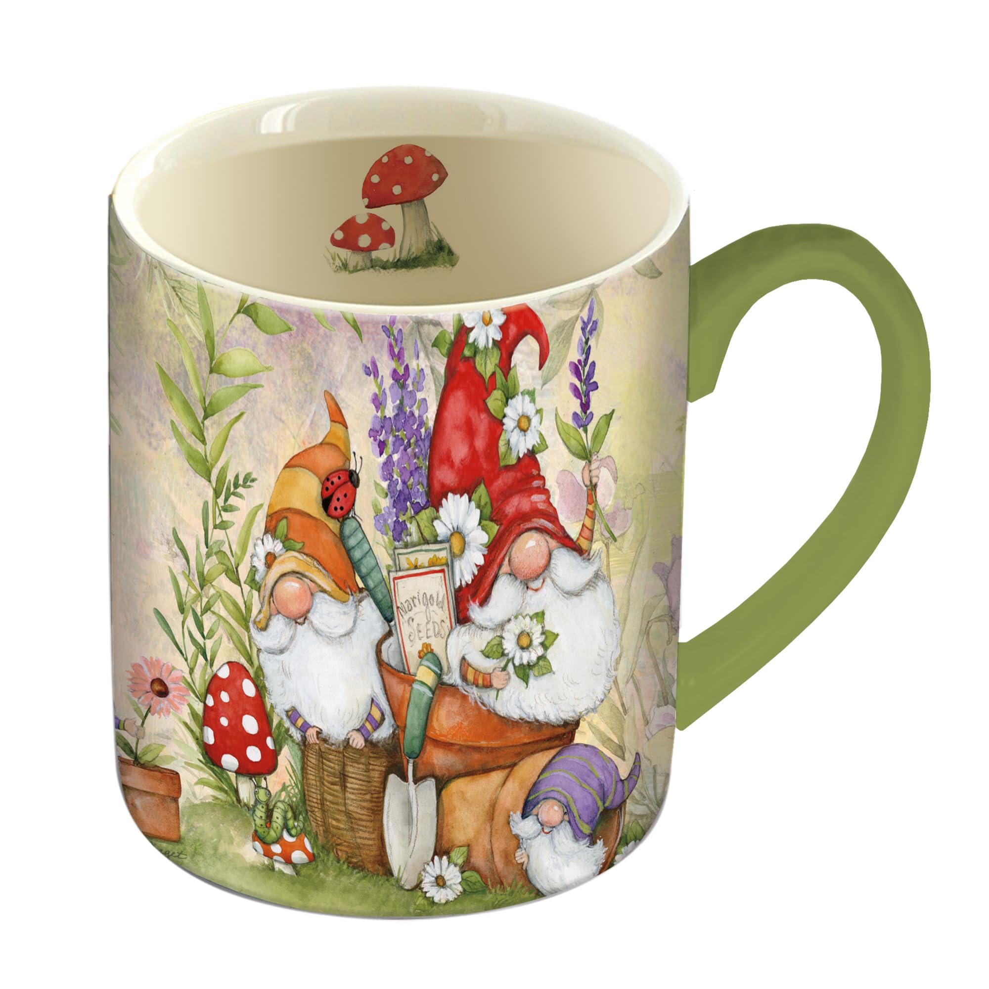 LangGarden Gnomes Ceramic Coffee Mug with Artwork by Susan Winget, 14 Ounce