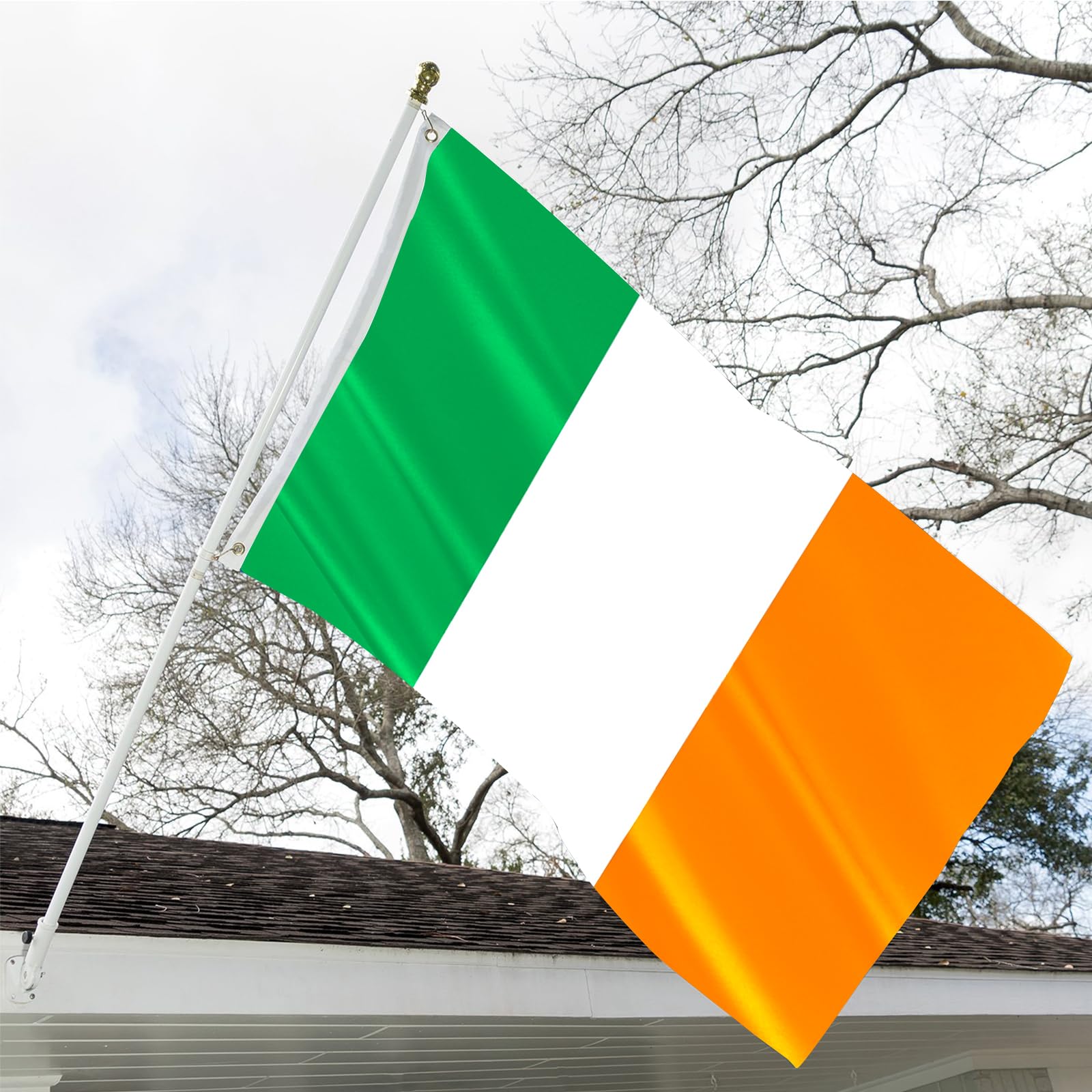 Irische Nationalflagge 90x152 Cm – 100% Polyester, Genähte Streifen, 2 Messingösen, Für Garten & Haus