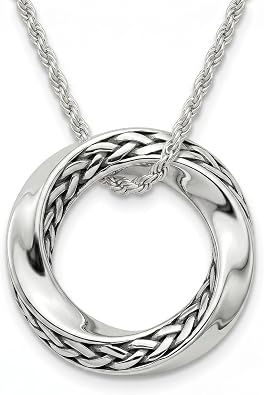 Mobius Strip Mens Necklace 925 Sterling Silver Pendant with Stainless Steel Chain Jewelry for Men