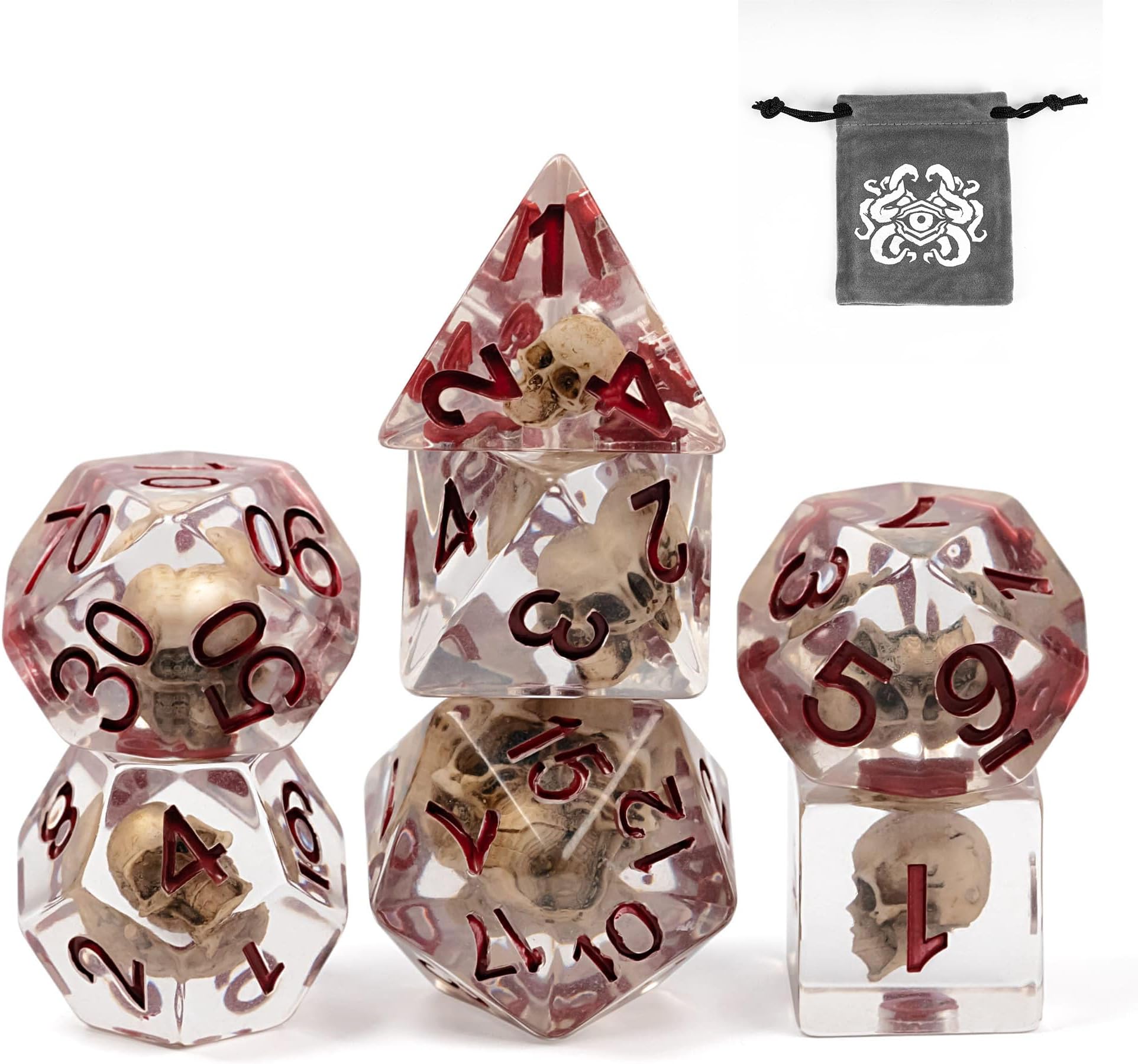 UDIXI Skull DND Dice Set, Resin D and D Dice Set Skull Dice Set D&D for RPG D...