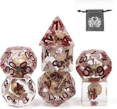 UDIXI Polyhedral Dice Set DND, D&D Dice Set for Dungeons and Dragons, Skull Dice for DND RPG MTG and Other Table Games, d n d, |  DM
