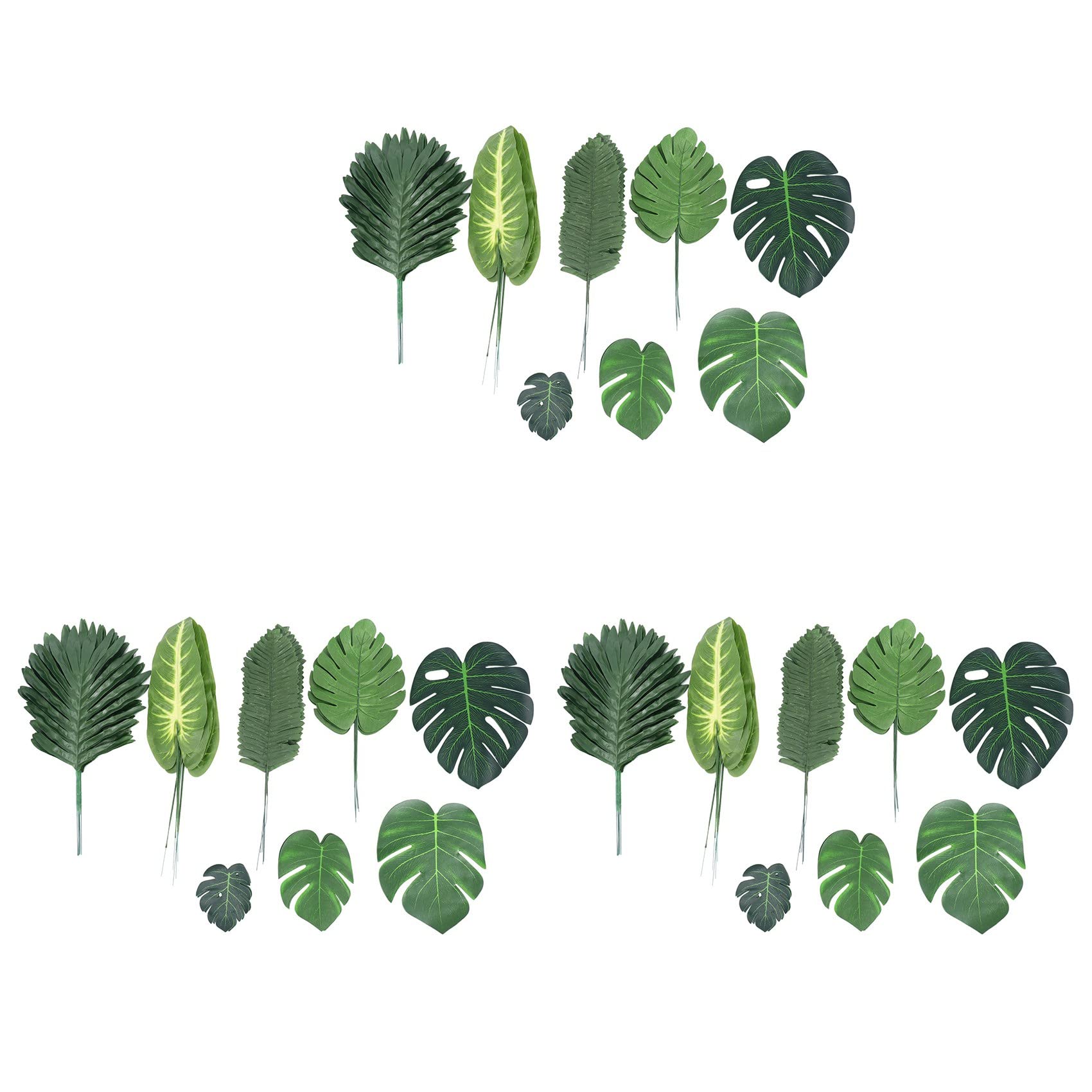 Hndhbfgrt 204 Pieces 8 Kinds Tropical Party Decorations Jungle Monstera Leaves, Artificial Palm Leaves with Faux Stem