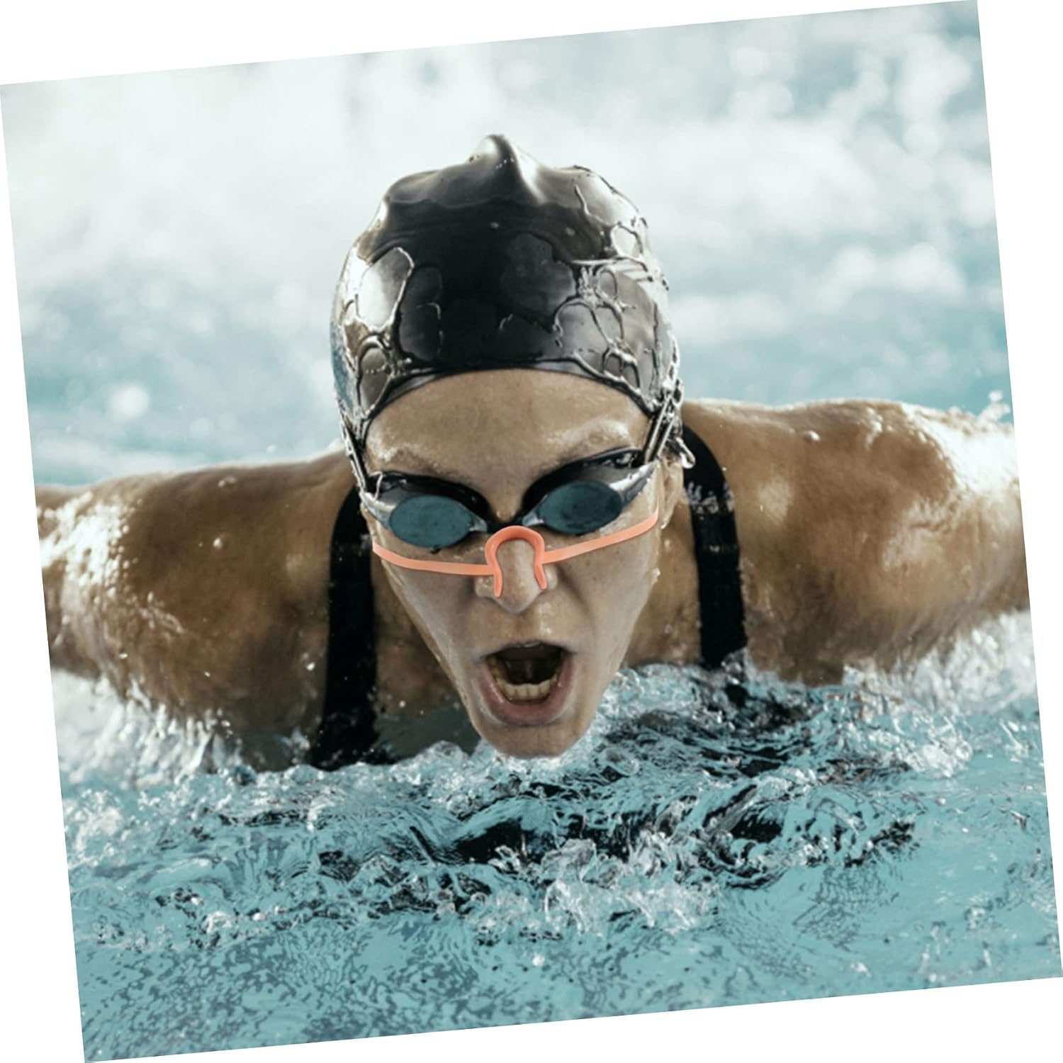 4 Pcs Silicone Swimming Nose Clips with Adjustable Strap Soft Comfortable Nose for Kids and Adults Ideal for Swimming Practice and Competition