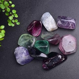 LIJUCAI Piedra Natural de Gran tamaño y Piedra de Cristal Blanco de Cuarzo Espécimen curativo Decoración para el hogar 15-30 mm, Fluorita Colorida, 1 Paquete (200 g)