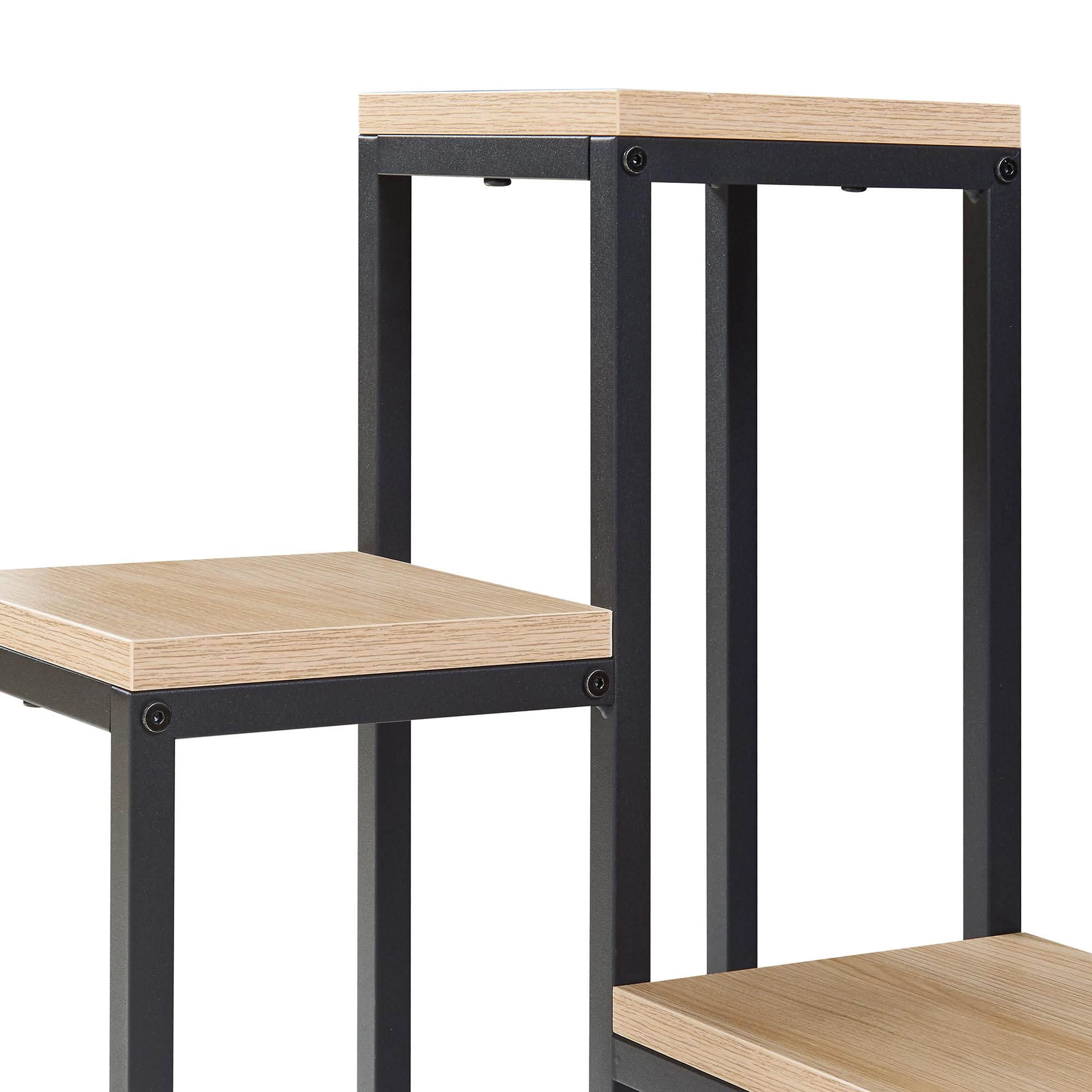 [en.casa] Scaffale Porta Piante a Gradoni Mobile Espositore per Vasi Fiori con 4 Ripiani a Diverse Altezze Supporto Piante a 4 Livelli 67 x 34 x 34 cm - Nero / Effetto Rovere