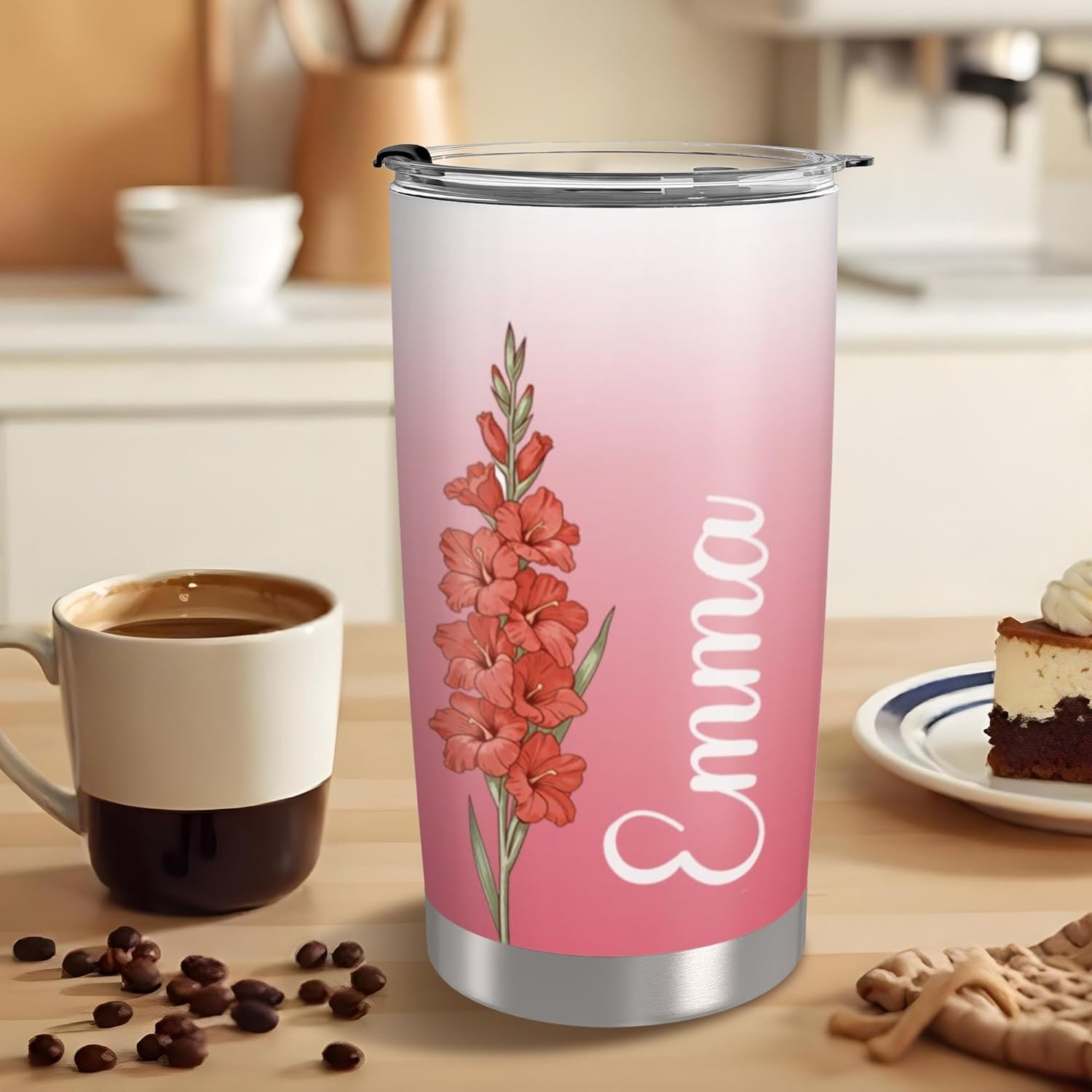 Custom Stainless Steel Coffee Tumbler with Lid & Straw 20oz Personalized Photo Name Text Logo Made in USA, Gift for Men Women Mom Dad Couple D13 - Image 4