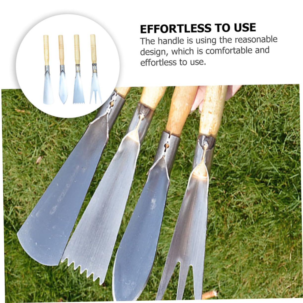 UKCOCO 4 Pièces Acier Inoxydable de Outils de Jardinage Pratiques pour Transplantation Désherbage Plantation de Plantes