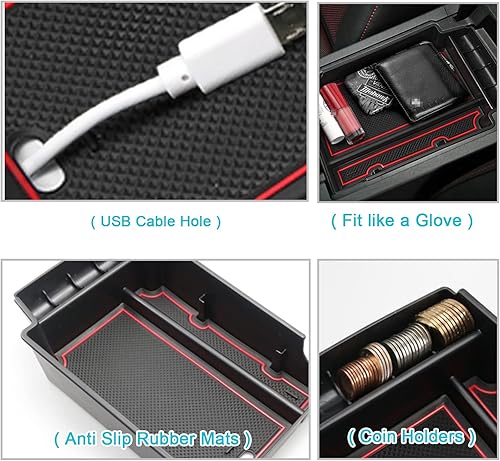 Miniatura 10 de CDEFG Organizador de accesorios de consola central para Chevy Blazer 2019, 2020, 2021, 2022, 2023, 2024, material ABS, bandeja de inserción para