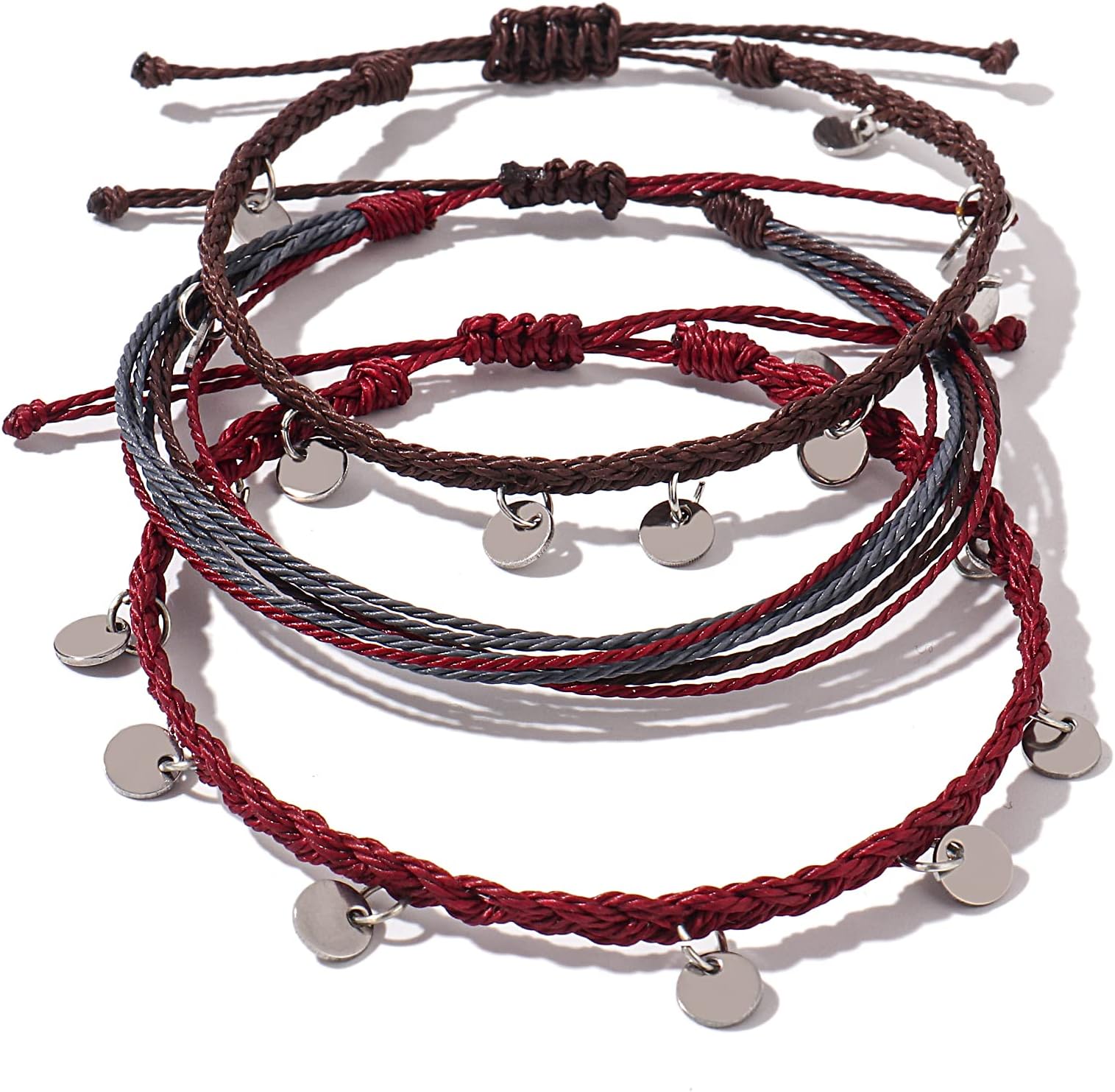 FANCY SHINY String Ankle Bracelets Waterproof Rope Anklets Braided Beach Boho Coin Anklets Cute Friendship Foot Jewelry for Women