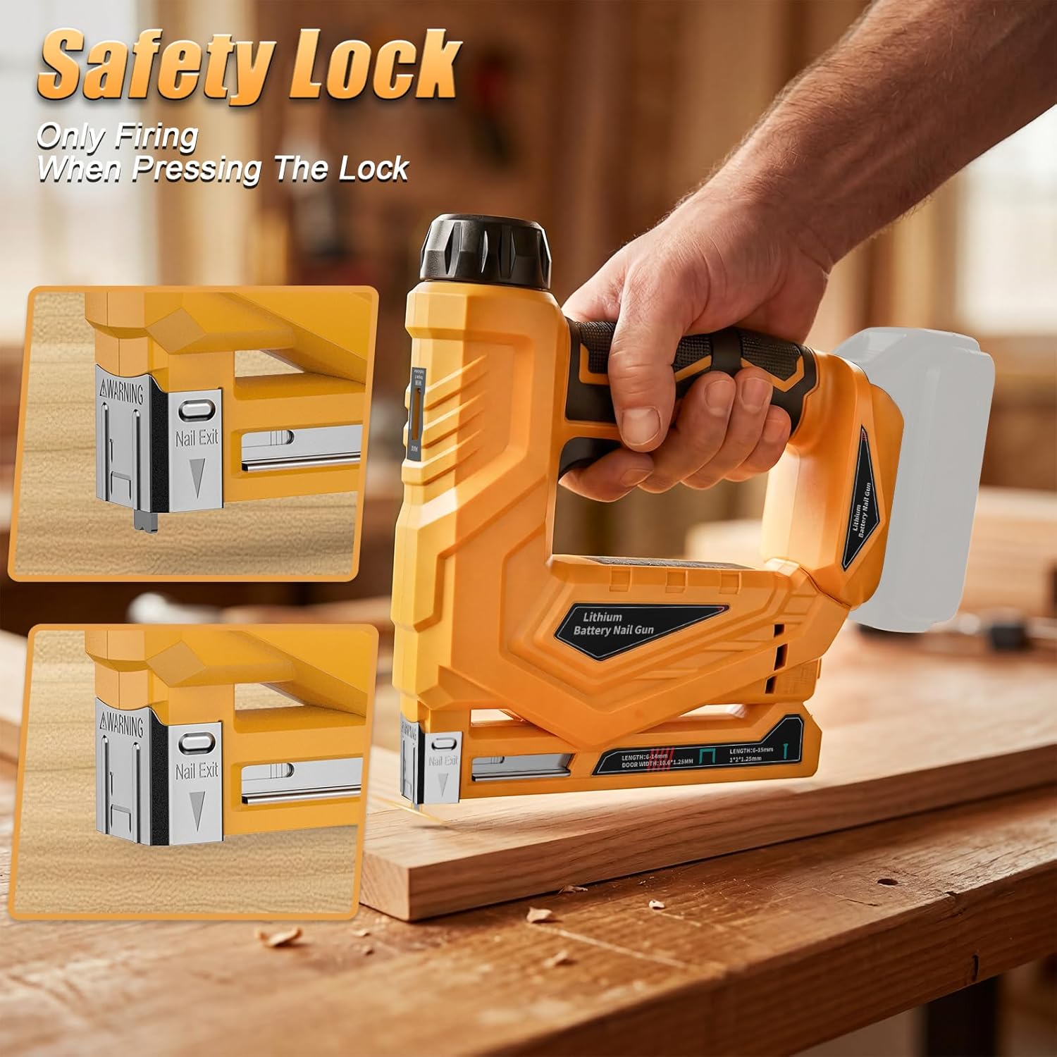 6-Level Cordless Brad Nailer & Narrow Crown Stapler 2-in-1 – LED Light, Safety Pin, Dewalt 20V MAX Compatible, Battery Powered Nail Gun for DIY & Woodworking (Tool Only)