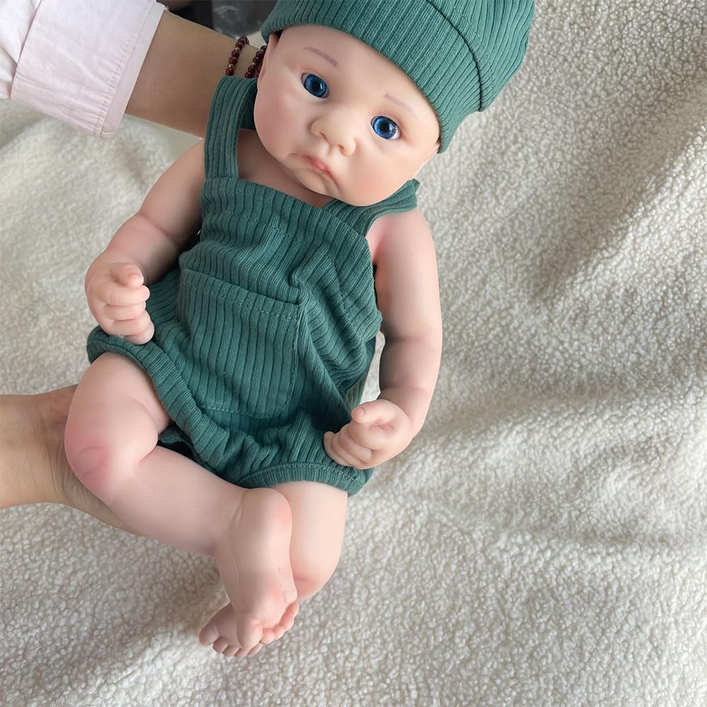 Lifelike 18 Inch Silicone Reborn Baby Dolls Blue Eyes Boy Soft Weighted Body 3D Painted Handmade Newborn Baby Doll Gift Caucasian