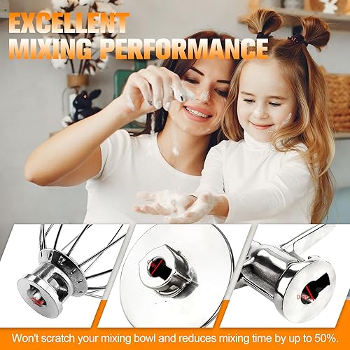 Miniatura 5 de Funmit Accesorios para mezcladores Accesorios de acero inoxidable de repuesto para mezcladores de ayuda de cocina, látigo de alambre K45WW, gancho