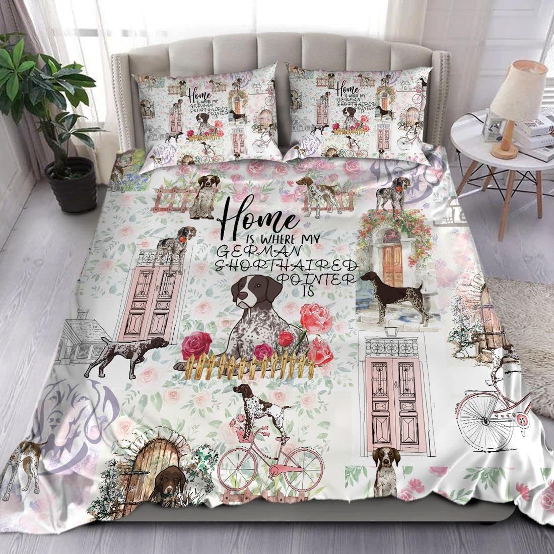 German Shorthaired Pointer Bedding Set Urban Flower Love