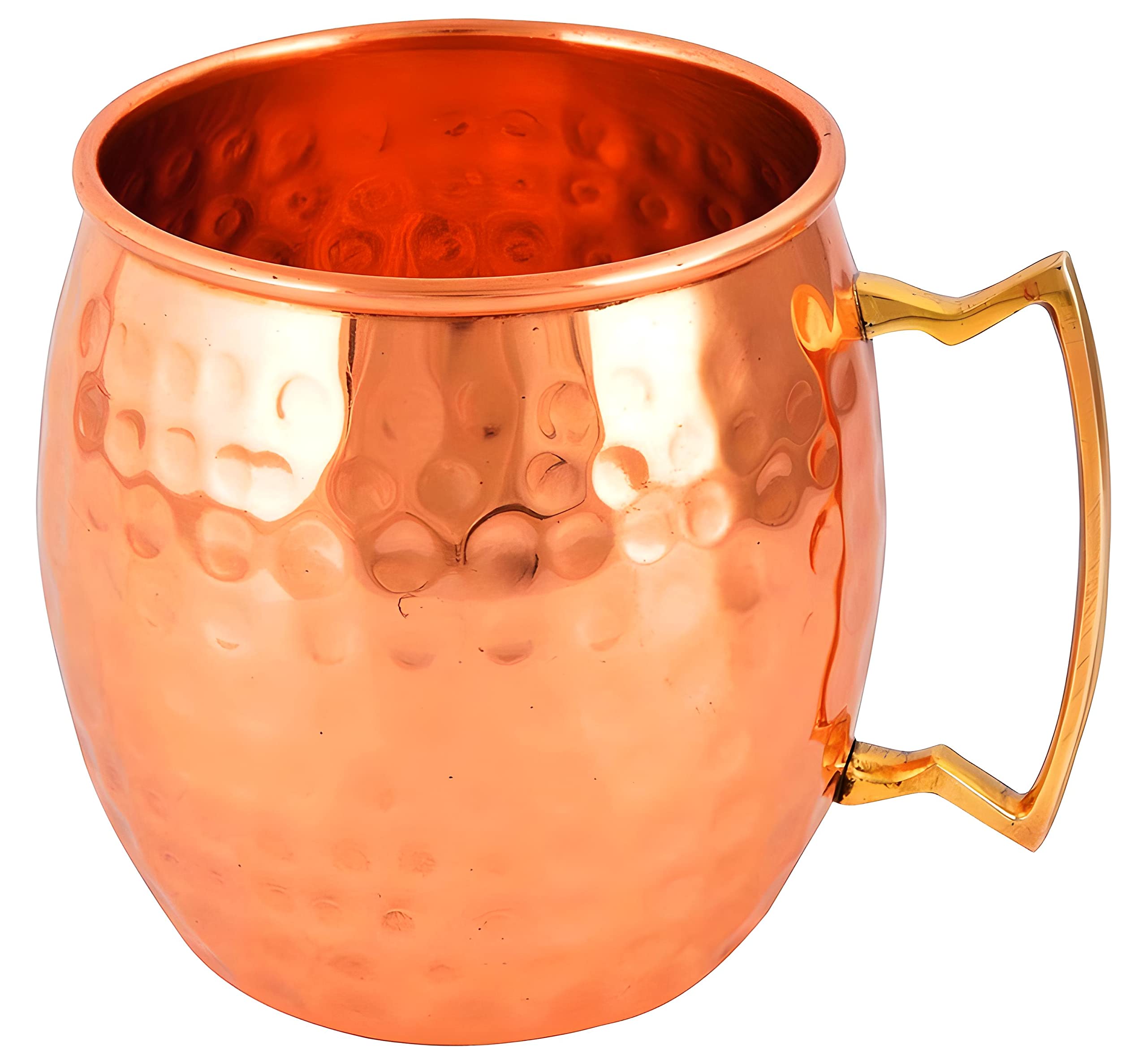 Pure Copper Unique Hammered Design Moscow Mule Mug with Brass Handle - 475ml