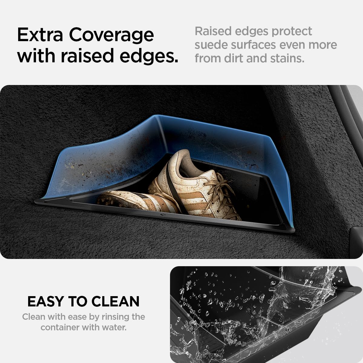 Spigen Tesla Model 3 Highland 2026 Organizador de Maletero de TPE [Paquete de 2] Rayas Antideslizante, Caja de Espacio de Almacenamiento, Diseñado para Accesorios Tesla Model 3