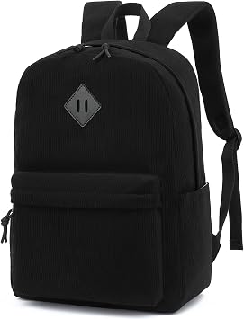 Corduroy Girls School Backpack - Teen Bookbags Kids Elementary Middle School Bookbags Women Travel Daypack Black