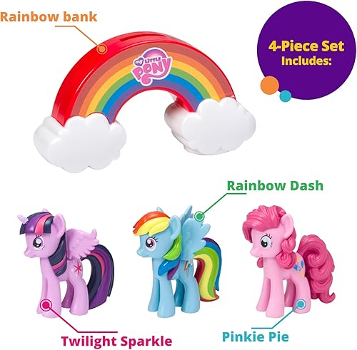 Miniatura 4 de DecoSet My Little Pony Over The Rainbow Signature - Decoración para tartas, decoración de 4 piezas, arco iris, pastel de meñique, brillo crepúsculo,