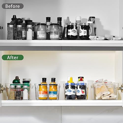 Miniatura 6 de Paquete de 12 cubos de almacenamiento de plástico transparente, organizadores y almacenamiento de despensa, contenedores de plástico transparentes